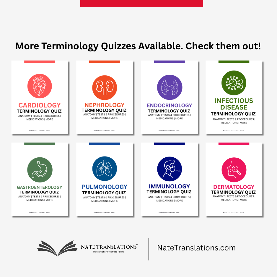 Hematology & Oncology Terminology Quiz (Digital Download)