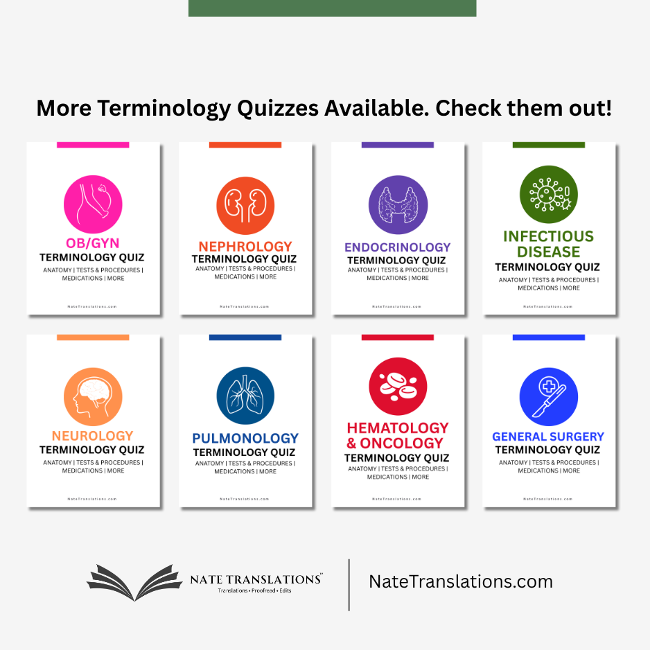 Gastroenterology Terminology Quiz (Digital Download)