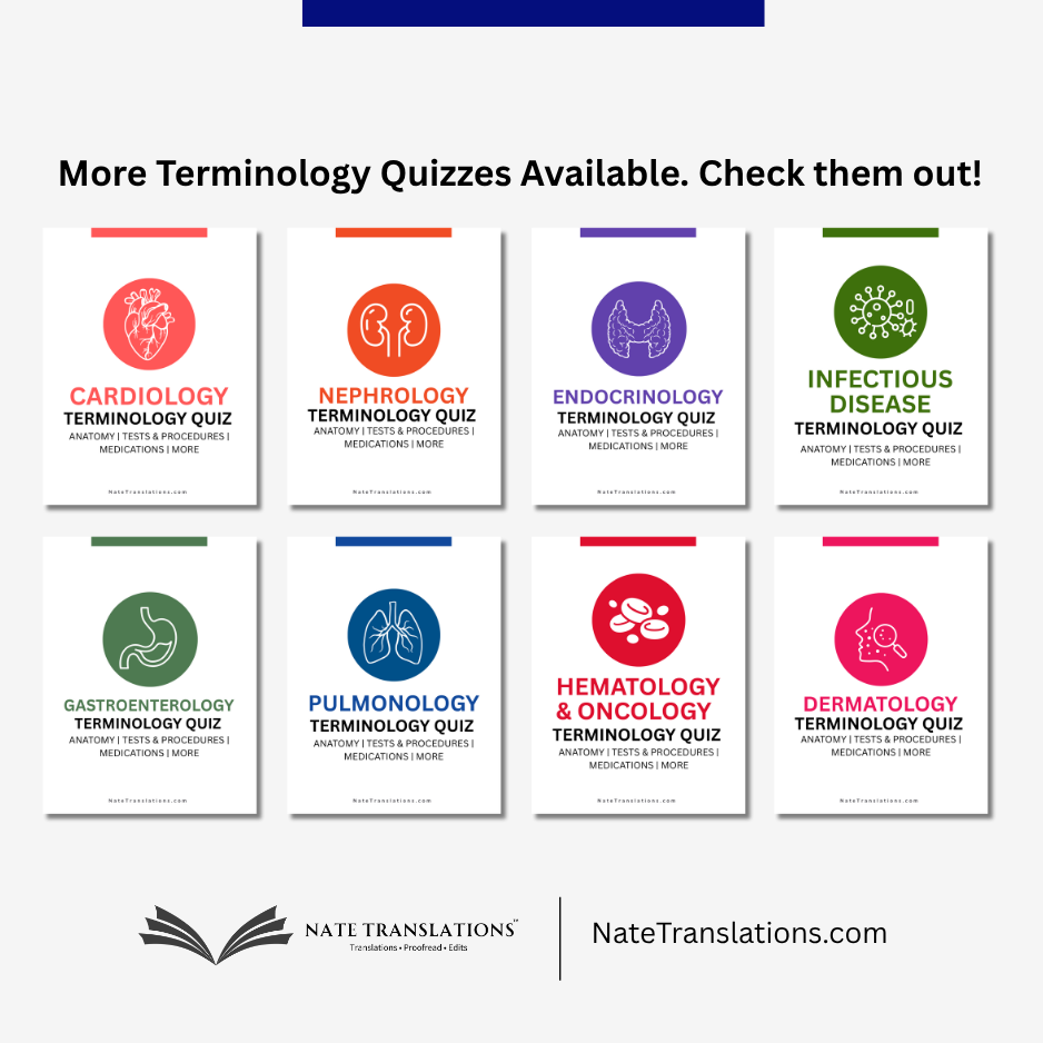 Immunology Terminology Quiz (Digital Download)
