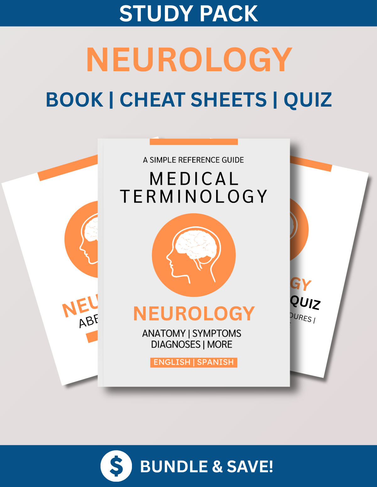 Neurology Study Bundle: Bilingual Reference Guide, Cheat Sheets & Quiz