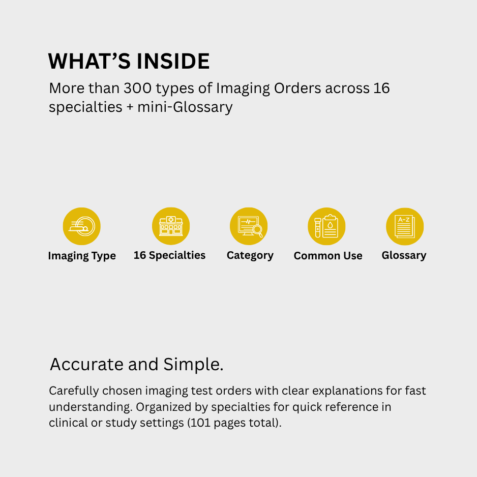 Types of Diagnostic Imaging Orders Cheat Sheets (Digital Download)