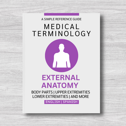 External Anatomy Medical Terminology: A Simple Reference Guide (English & Spanish)