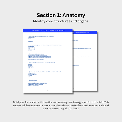 General Surgery Terminology Quiz (Digital Download)