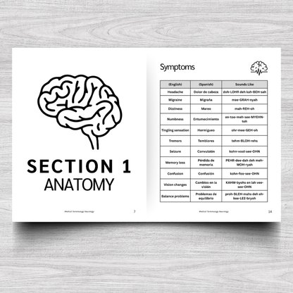 Neurology Medical Terminology: A Simple Reference Guide (English & Spanish)