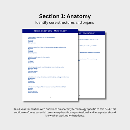 Immunology Terminology Quiz (Digital Download)