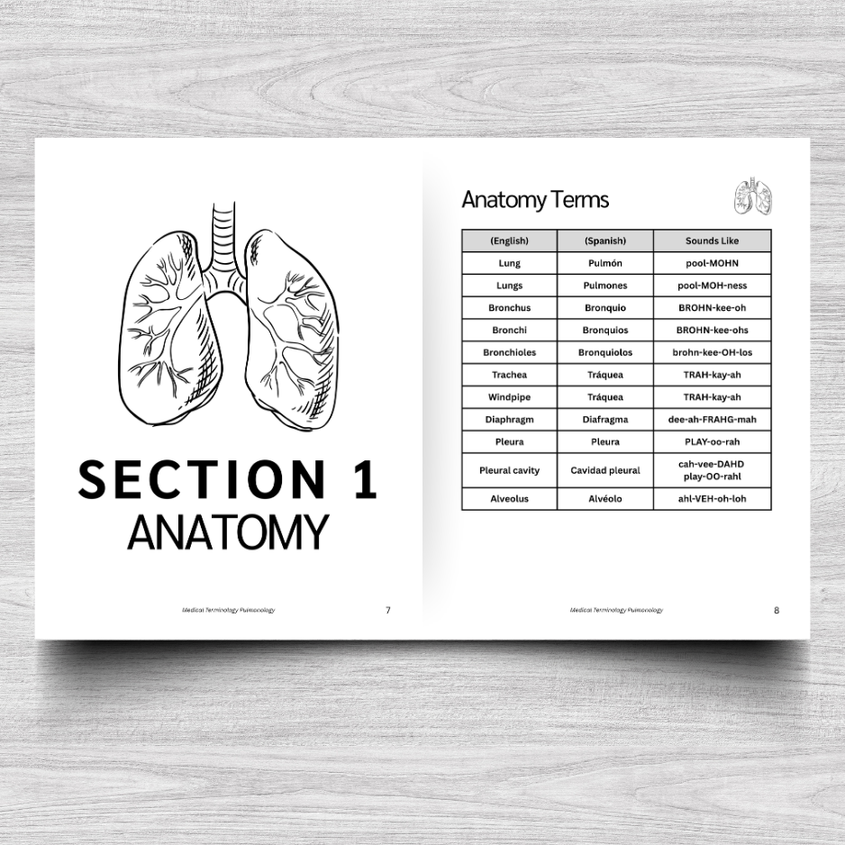 Pulmonology Medical Terminology: A Simple Reference Guide (English & Spanish)