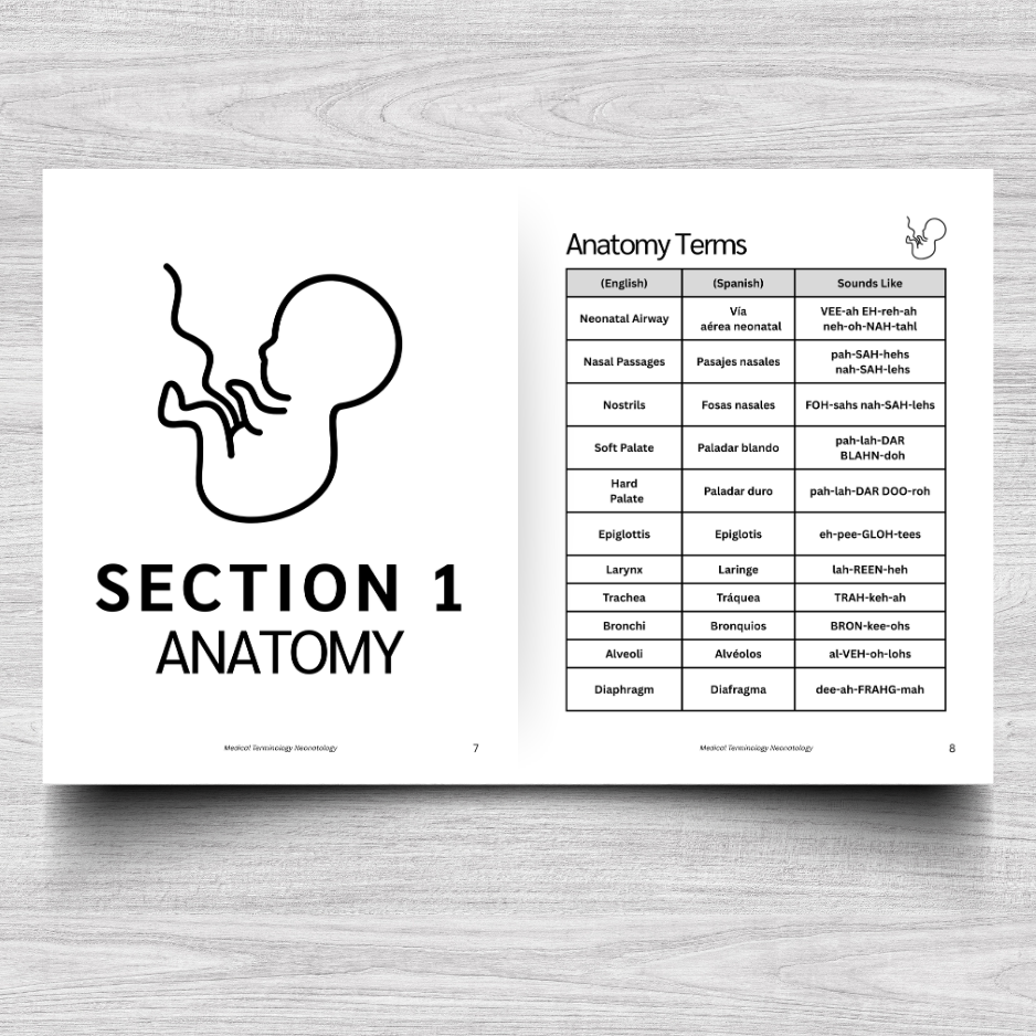 Neonatology Medical Terminology: A Simple Reference Guide (English & Spanish)