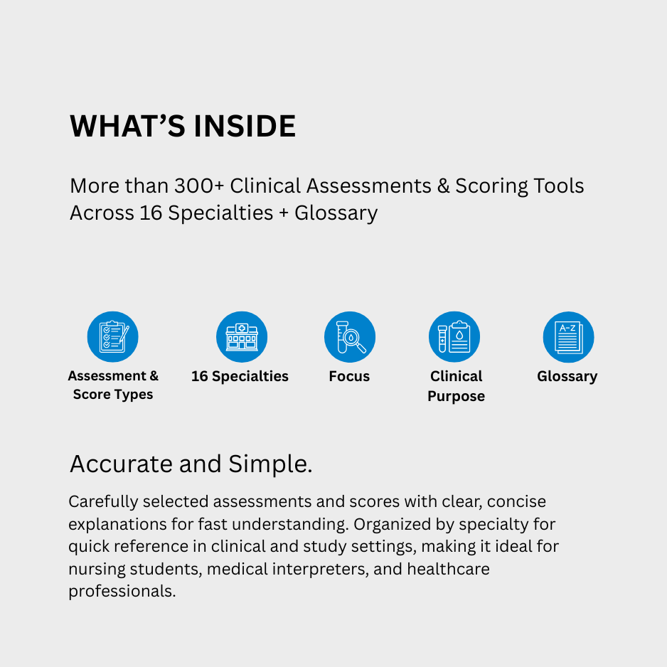 Clinical Assessments & Scores: Terminology Cheat Sheets (Digital Download)