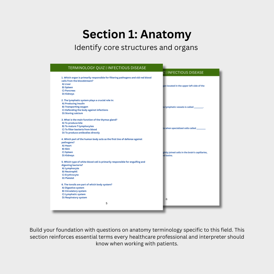 Infectious Disease Terminology Quiz (Digital Download)