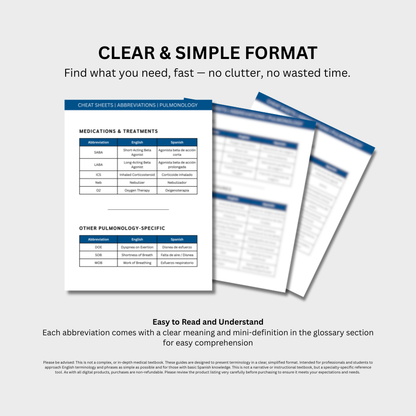 Pulmonology Medical Abbreviations Cheat Sheets (Digital Download)