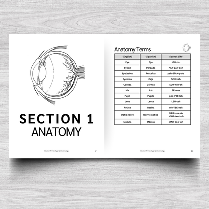 Ophthalmology Medical Terminology: A Simple Reference Guide (English & Spanish)
