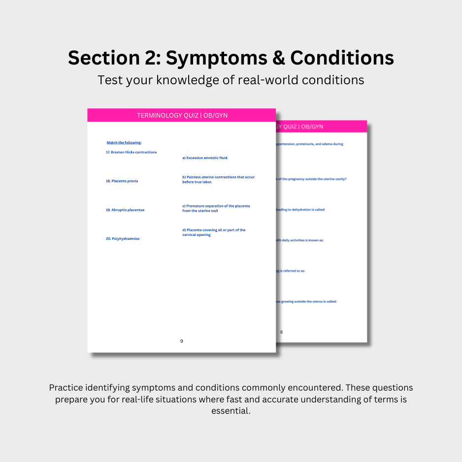 OB-GYN Terminology Quiz (Digital Download)