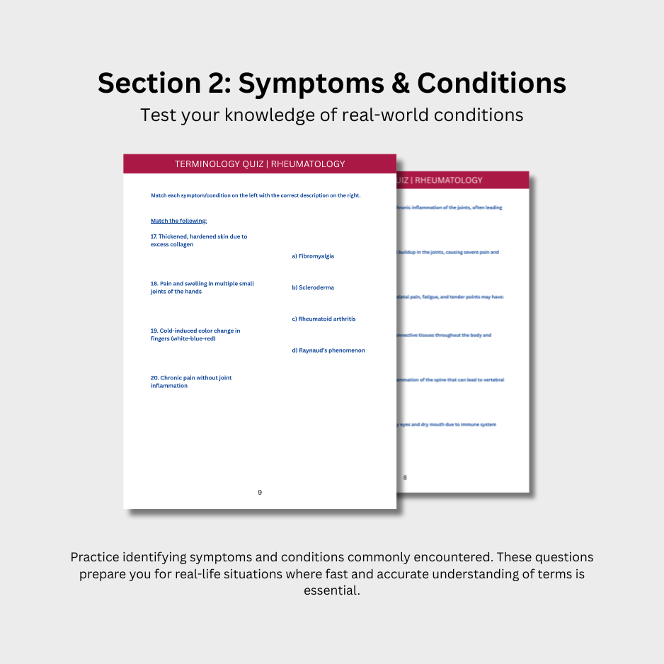 Rheumatology Terminology Quiz (Digital Download)