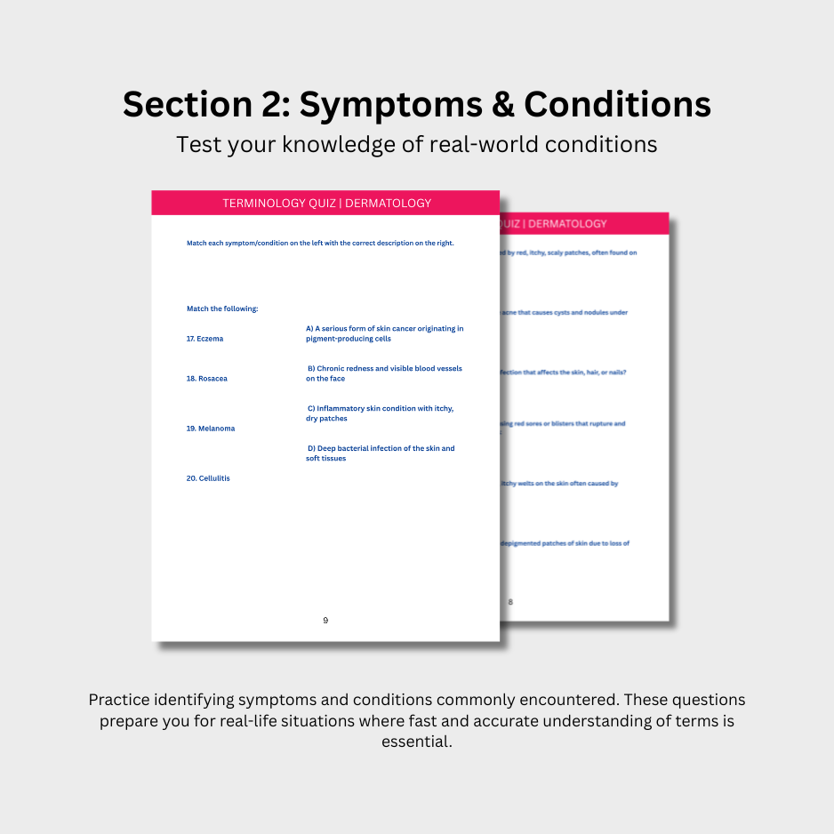 Dermatology Terminology Quiz (Digital Download)