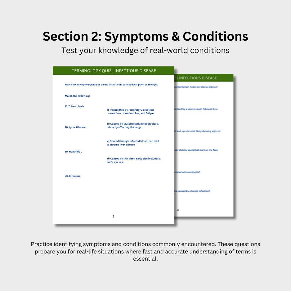 Infectious Disease Terminology Quiz (Digital Download)