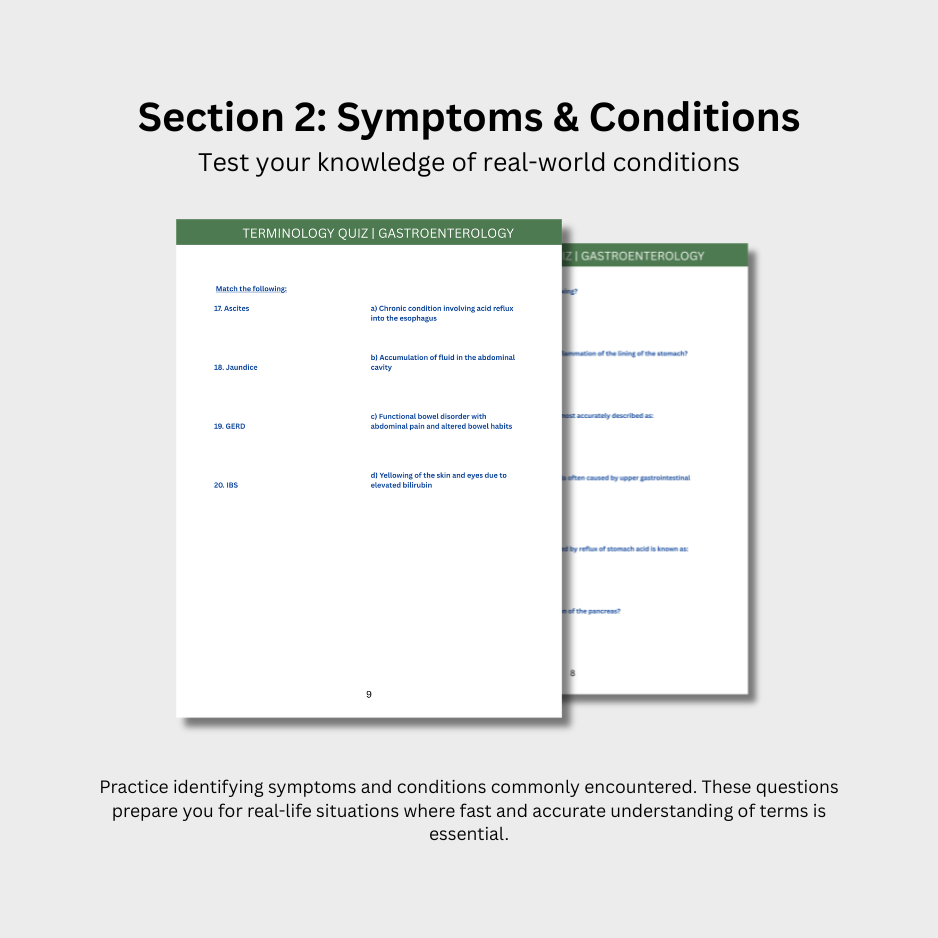 Gastroenterology Terminology Quiz (Digital Download)