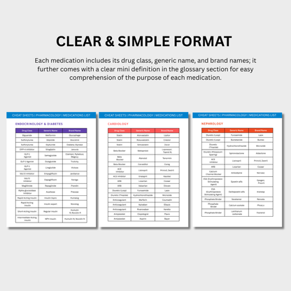 Medications List Cheat Sheets (Digital Download)