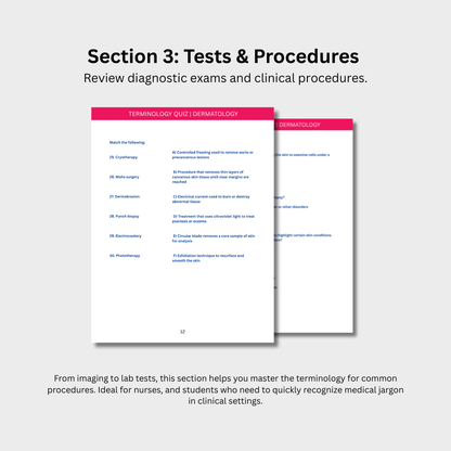 Dermatology Terminology Quiz (Digital Download)