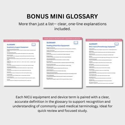 Types of NICU Equipment & Devices Cheat Sheets (Digital Download)