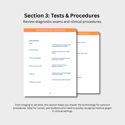 Neurology Terminology Quiz (Digital Download)