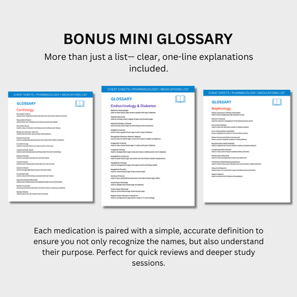 Medications List Cheat Sheets (Digital Download)