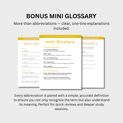 Radiology Medical Abbreviations Cheat Sheets (Digital Download)