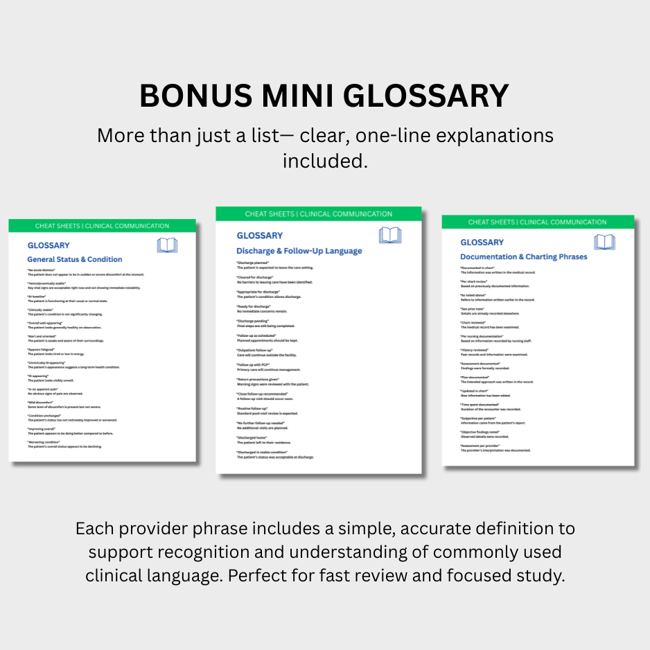 Clinical Communication & Medical Terminology Cheat Sheet (Digital Download)