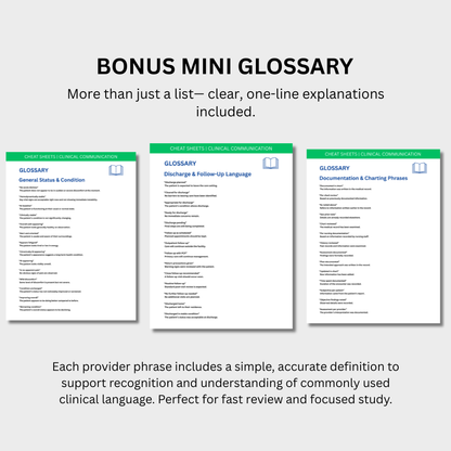 Clinical Communication & Medical Terminology Cheat Sheet (Digital Download)