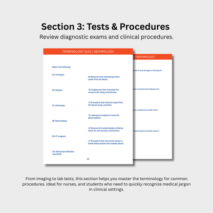 Nephrology Terminology Quiz (Digital Download)