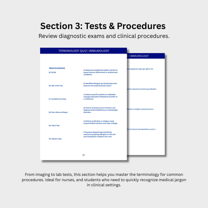 Immunology Terminology Quiz (Digital Download)