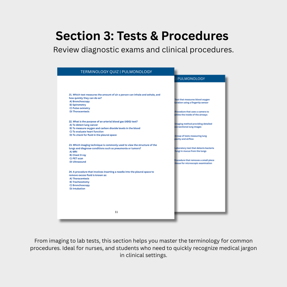 Pulmonology Terminology Quiz (Digital Download)
