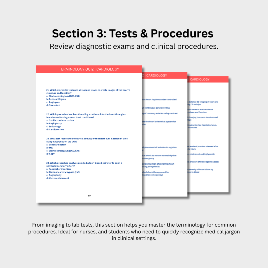 Cardiology Terminology Quiz (Digital Download)