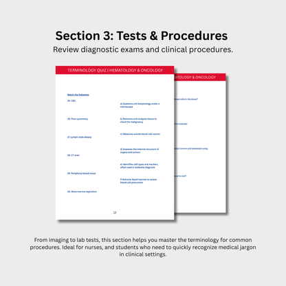 Hematology & Oncology Terminology Quiz (Digital Download)