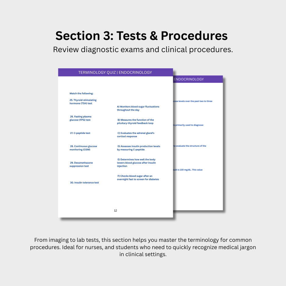 Endocrinology Terminology Quiz (Digital Download)