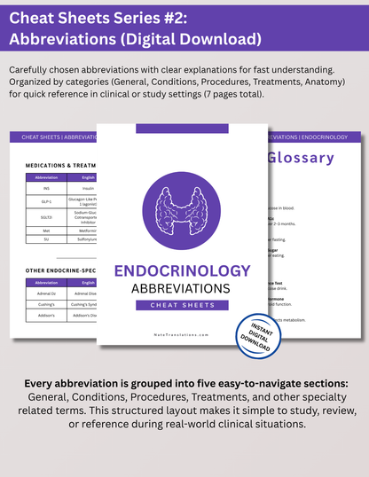 Endocrinology Study Bundle: Reference Guide, Cheat Sheets & Quiz