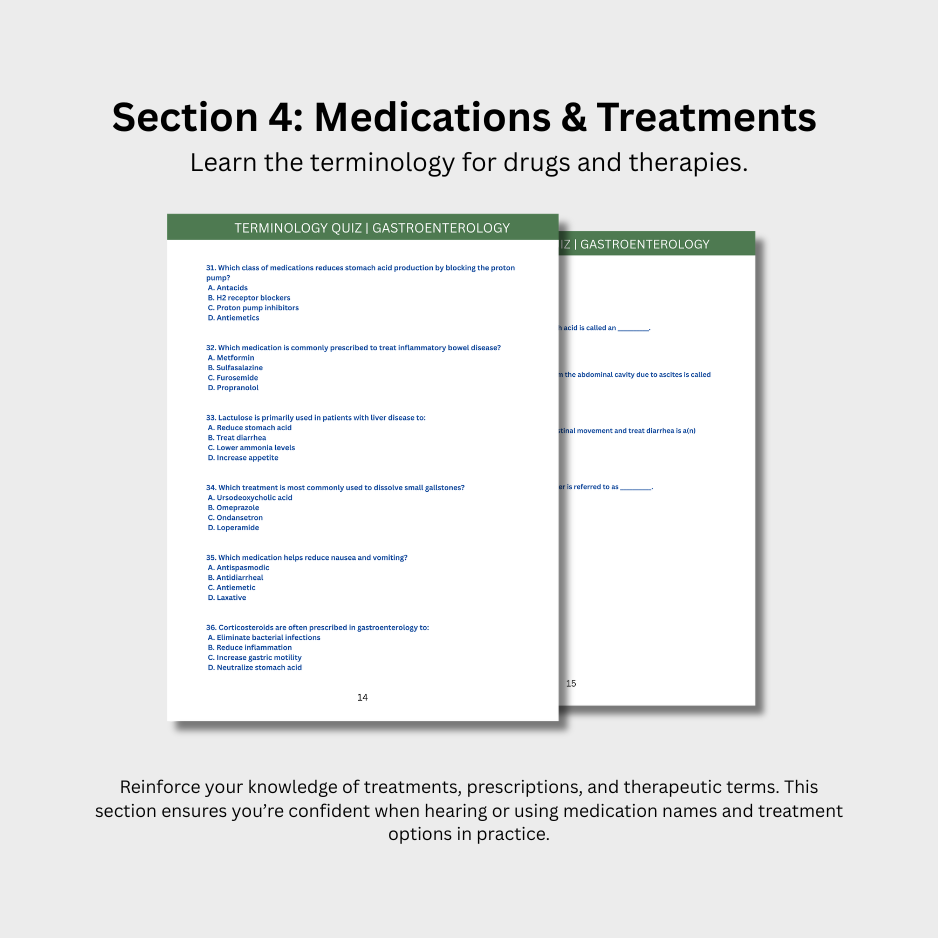 Gastroenterology Terminology Quiz (Digital Download)