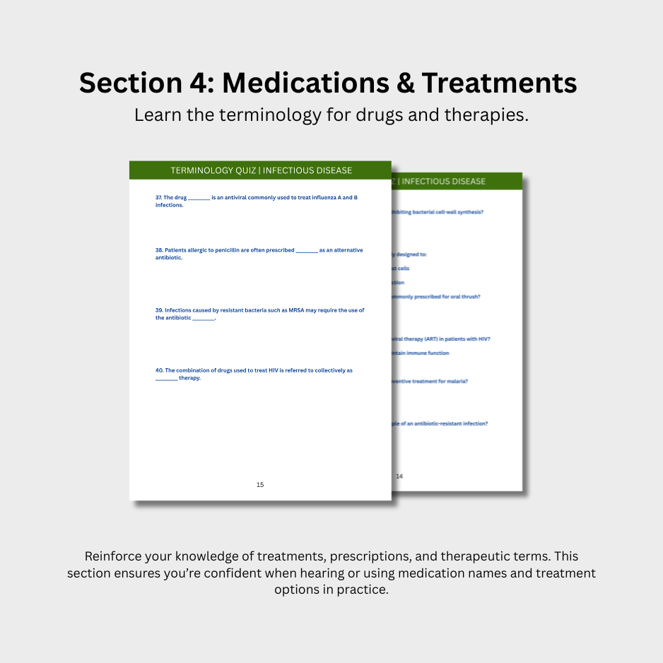 Infectious Disease Terminology Quiz (Digital Download)
