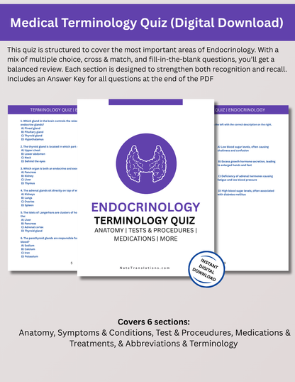 Endocrinology Study Bundle: Reference Guide, Cheat Sheets & Quiz
