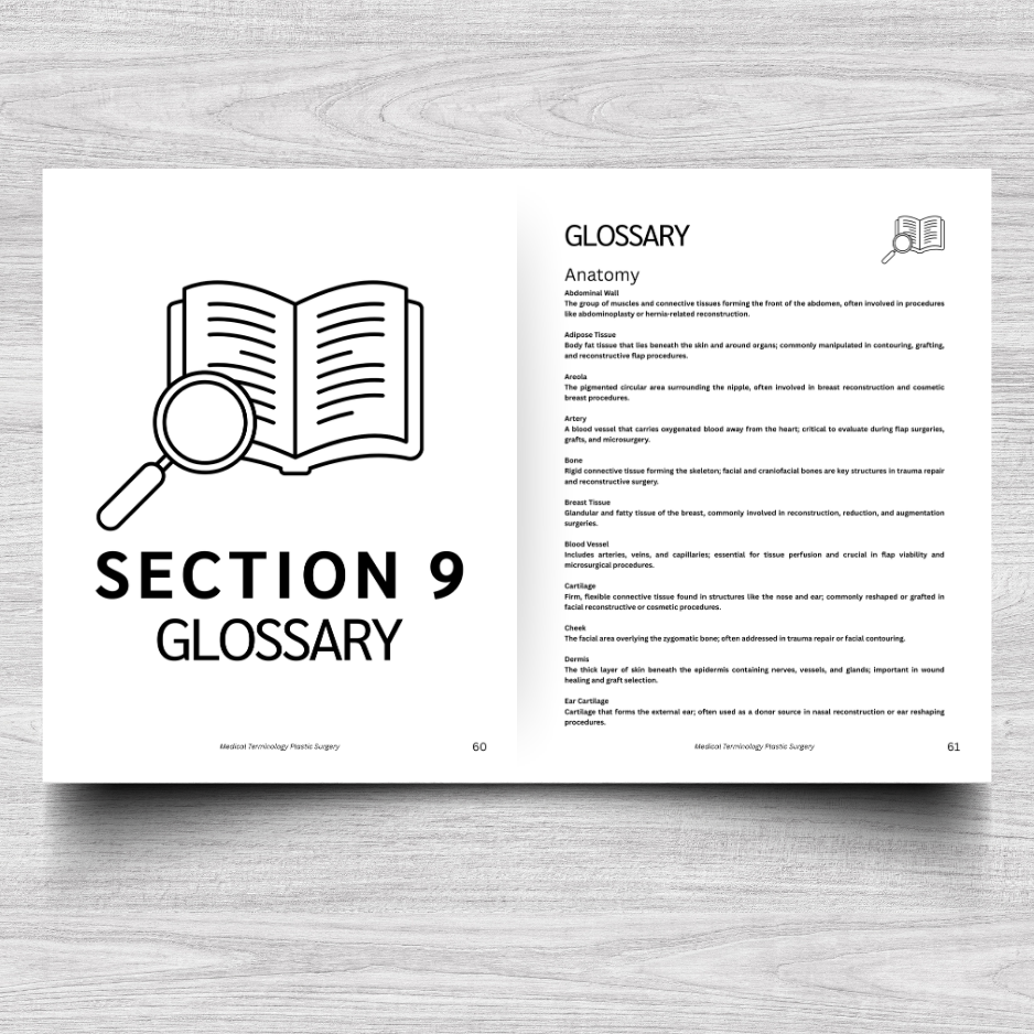Plastic Surgery Medical Terminology: A Simple Reference Guide (English & Spanish)