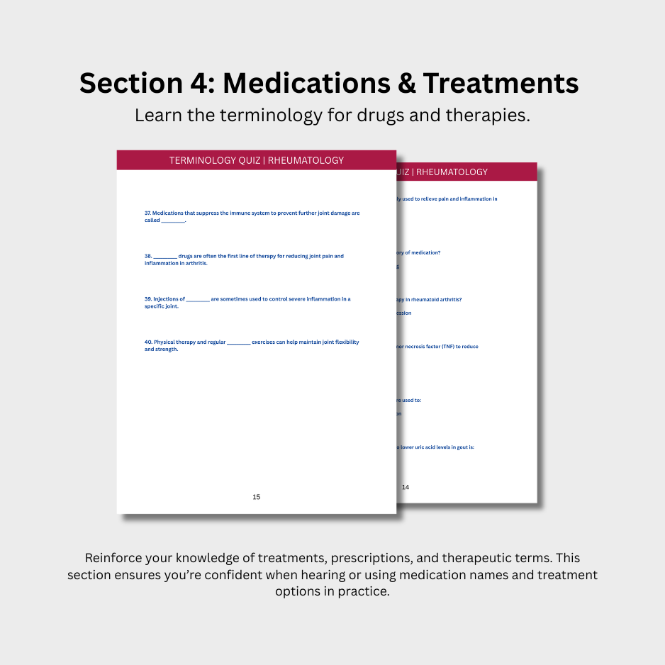 Rheumatology Terminology Quiz (Digital Download)