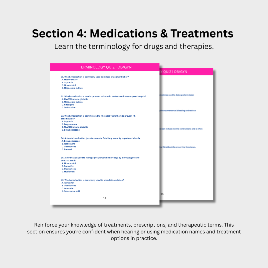 OB-GYN Terminology Quiz (Digital Download)