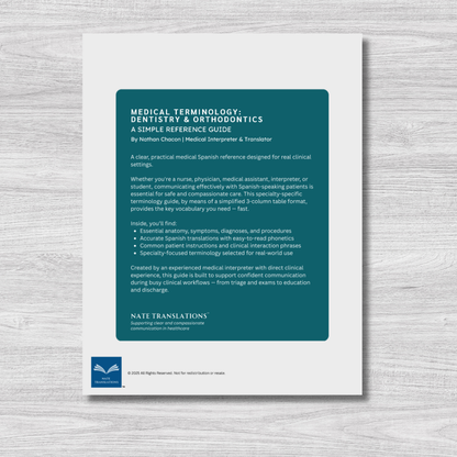Dentistry & Orthodontics Medical Terminology: A Simple Reference Guide (English & Spanish)