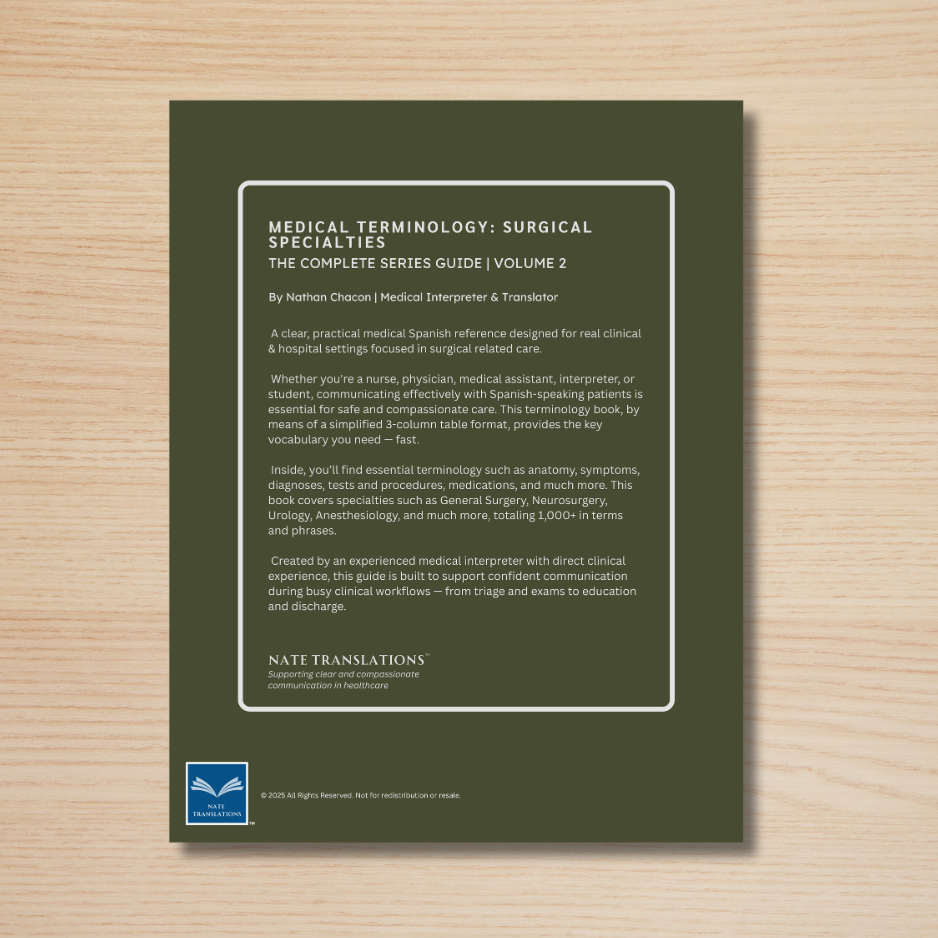Surgical Specialties Medical Terminology Guide (English & Spanish): The Complete Series Guide | Volume 2