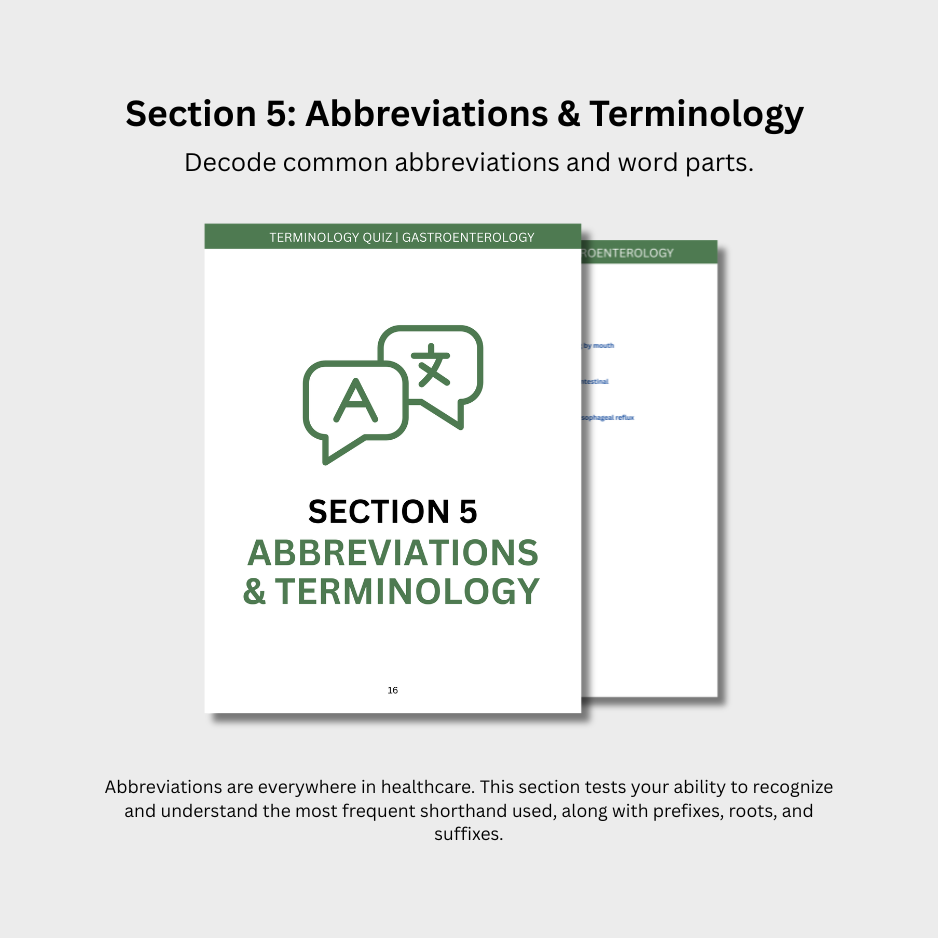 Gastroenterology Terminology Quiz (Digital Download)