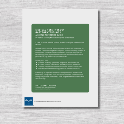 Gastroenterology Medical Terminology: A Simple Reference Guide (English & Spanish)