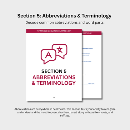 Rheumatology Terminology Quiz (Digital Download)