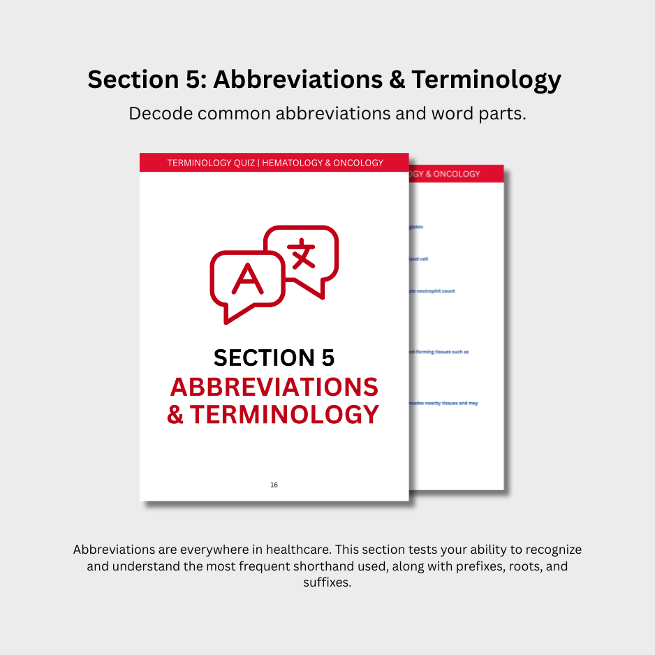 Hematology & Oncology Terminology Quiz (Digital Download)