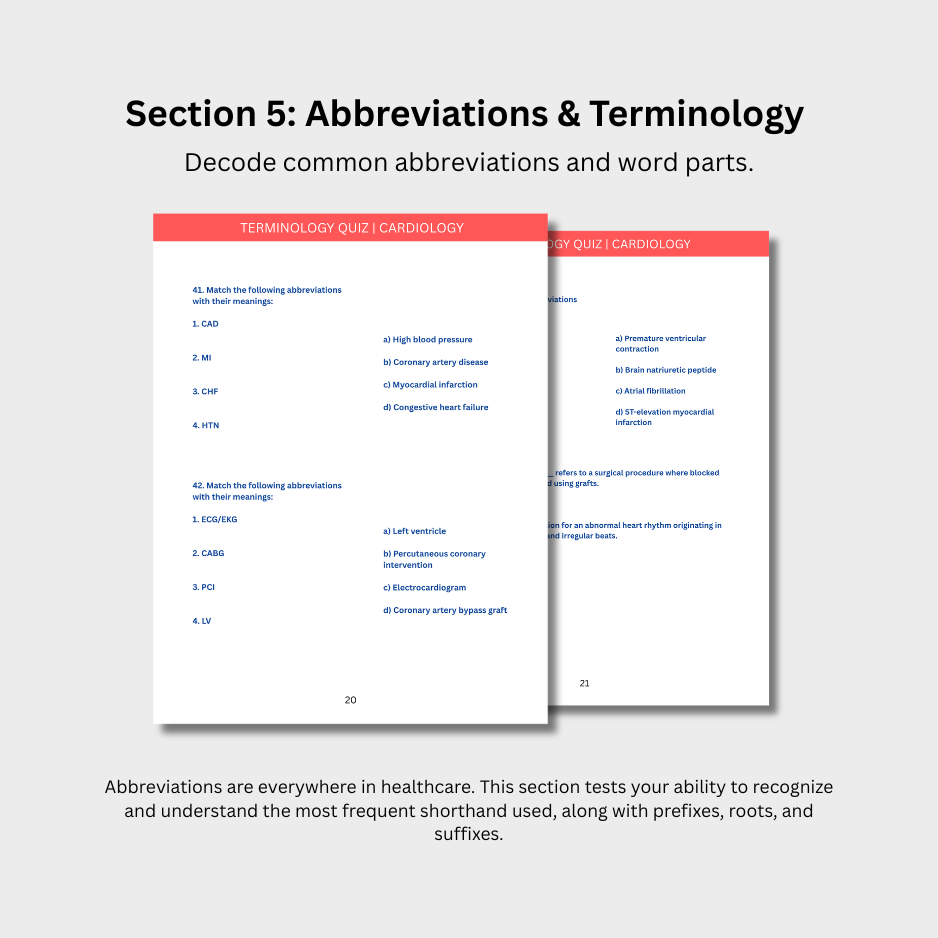 Cardiology Terminology Quiz (Digital Download)