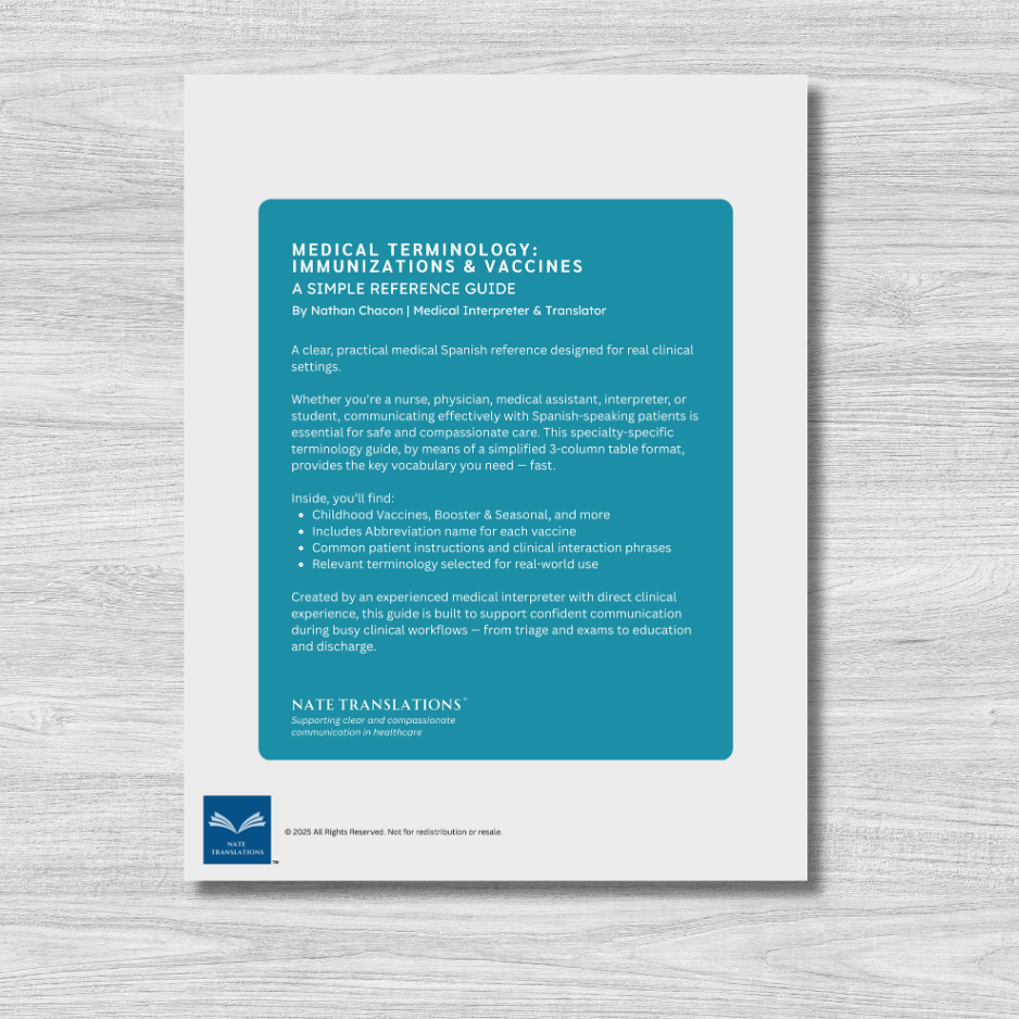 Immunizations & Vaccines Medical Terminology: A Simple Reference Guide (English & Spanish)
