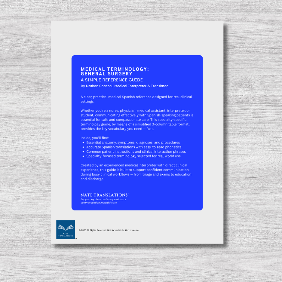 General Surgery Medical Terminology: A Simple Reference Guide (English & Spanish)